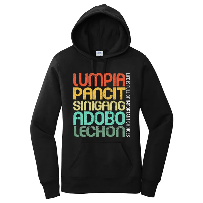 Filipino Philippine Food Lumpia Pancit Sinigang Adobo Lechon Women's Pullover Hoodie