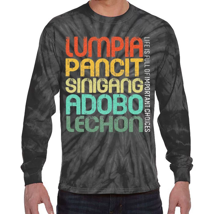 Filipino Philippine Food Lumpia Pancit Sinigang Adobo Lechon Tie-Dye Long Sleeve Shirt