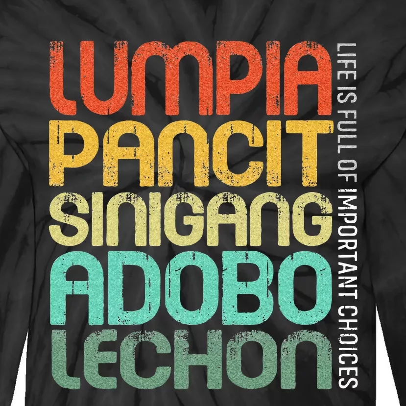 Filipino Philippine Food Lumpia Pancit Sinigang Adobo Lechon Tie-Dye Long Sleeve Shirt