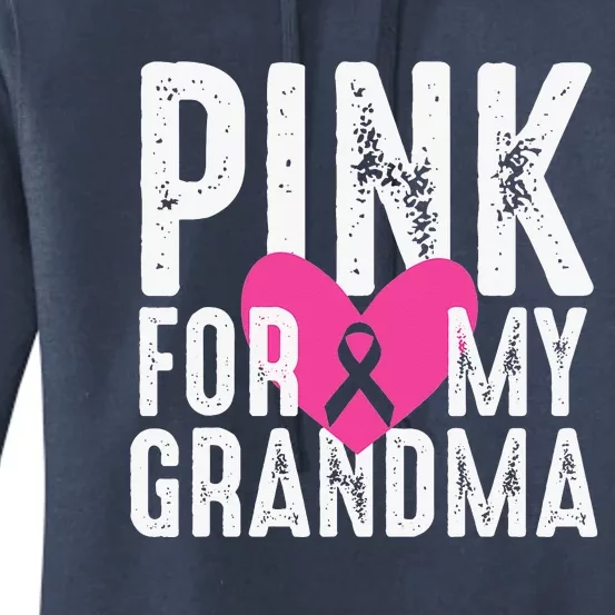 Family Pink For My Grandma Breast Cancer Awareness Women's Pullover Hoodie