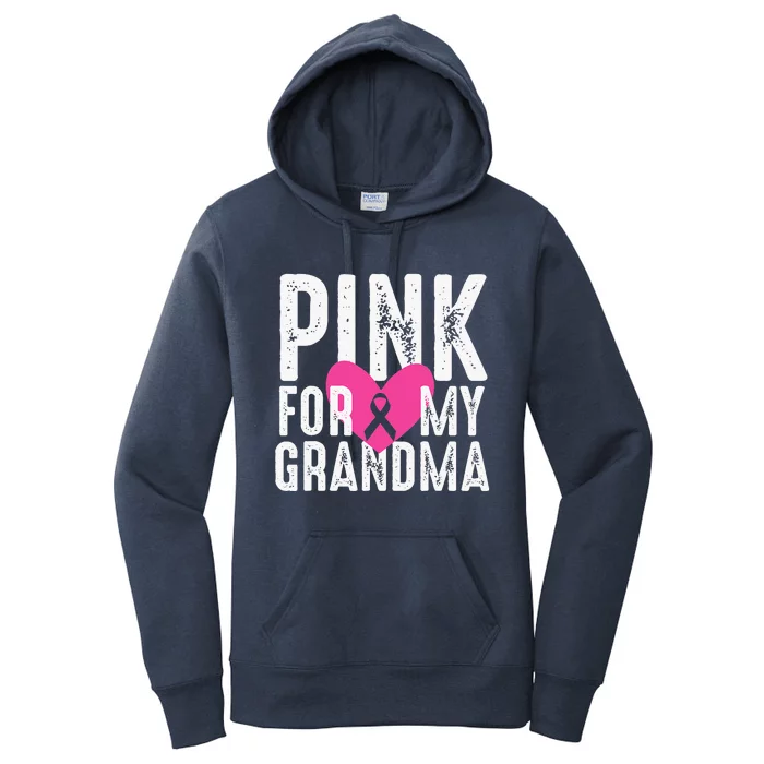 Family Pink For My Grandma Breast Cancer Awareness Women's Pullover Hoodie