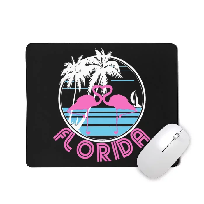 Florida Pink Flamingo Heart 80s Retro Vintage Style Mousepad