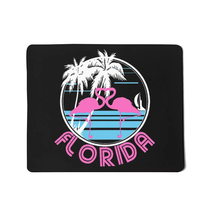 Florida Pink Flamingo Heart 80s Retro Vintage Style Mousepad