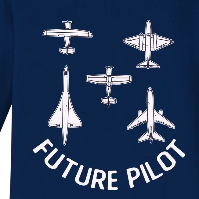 Future Pilot Fighter Jet Aircraft Airplane Plane Baby Long Sleeve Bodysuit