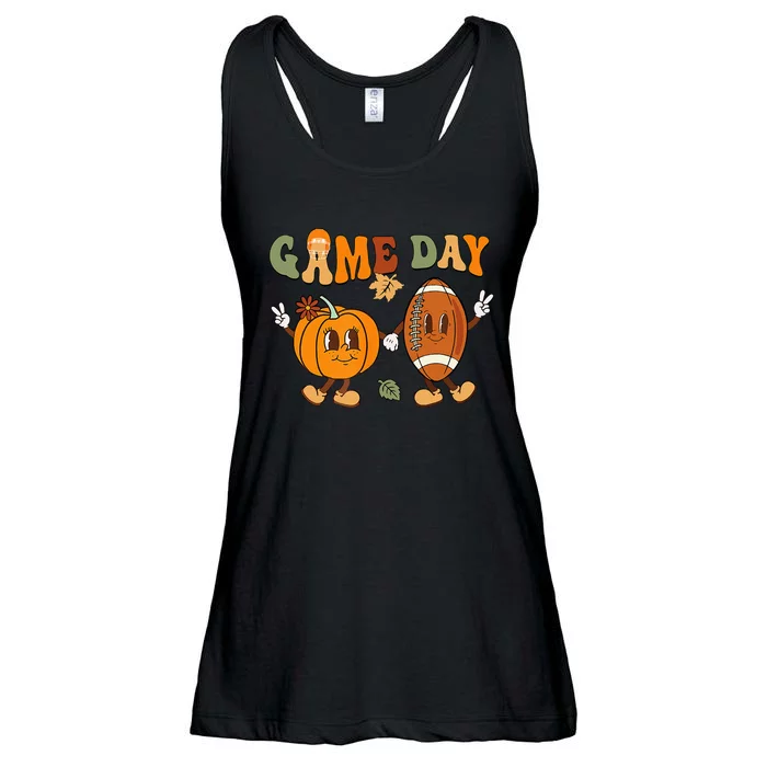 Festive Pumpkin Football Game for Thanksgiving and Halloween Ladies Essential Flowy Tank