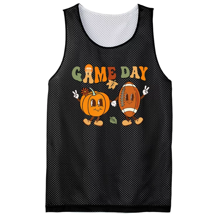 Festive Pumpkin Football Game for Thanksgiving and Halloween Mesh Reversible Basketball Jersey Tank