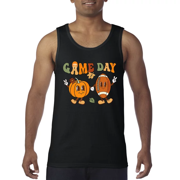 Festive Pumpkin Football Game for Thanksgiving and Halloween Tank Top