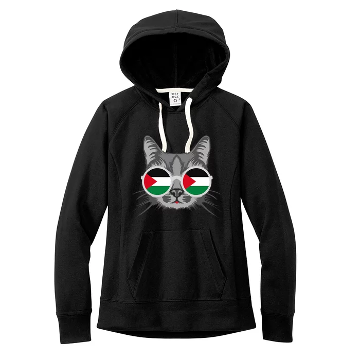 Free Palestine Flag Palestinian Cat Gaza Women's Fleece Hoodie