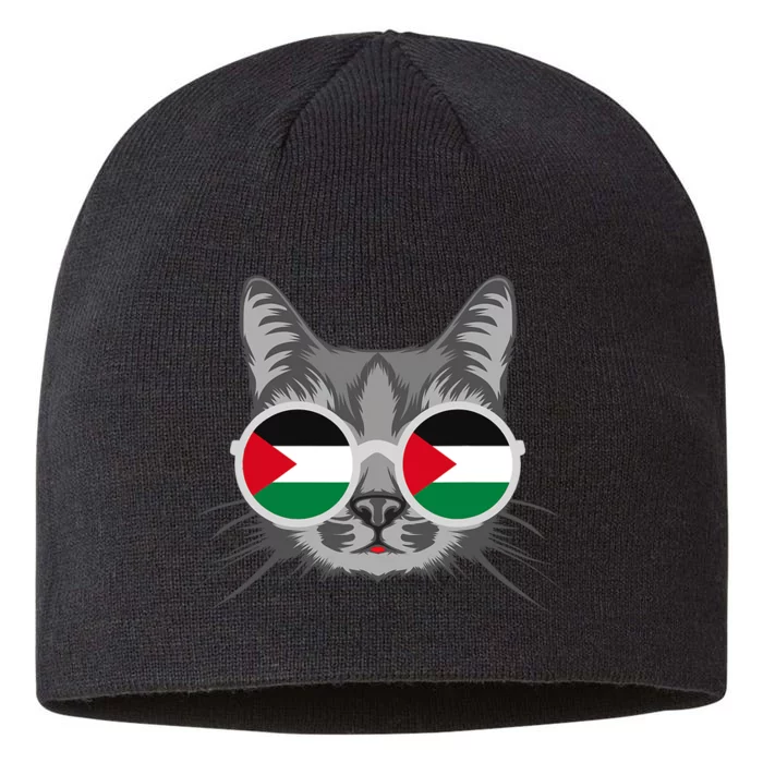 Free Palestine Flag Palestinian Cat Gaza 8 1/2in Sustainable Knit Beanie