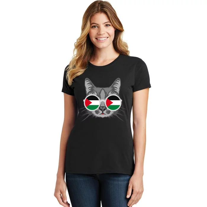 Free Palestine Flag Palestinian Cat Gaza Women's T-Shirt