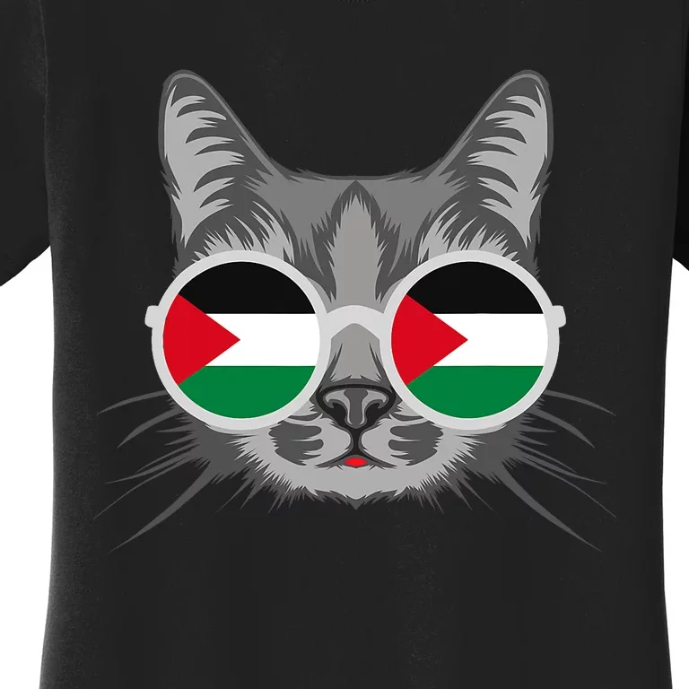 Free Palestine Flag Palestinian Cat Gaza Women's T-Shirt