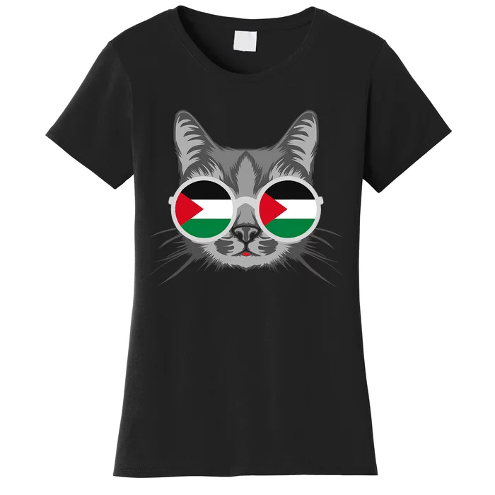 Free Palestine Flag Palestinian Cat Gaza Women's T-Shirt