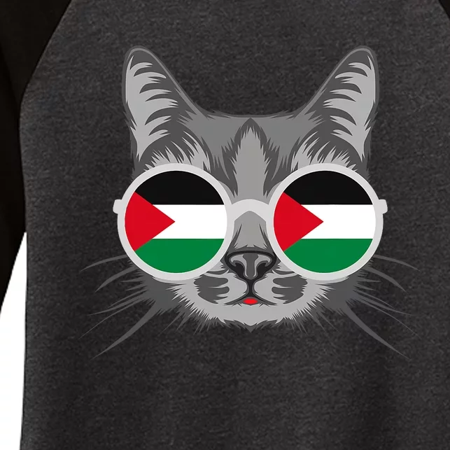 Free Palestine Flag Palestinian Cat Gaza Women's Tri-Blend 3/4-Sleeve Raglan Shirt