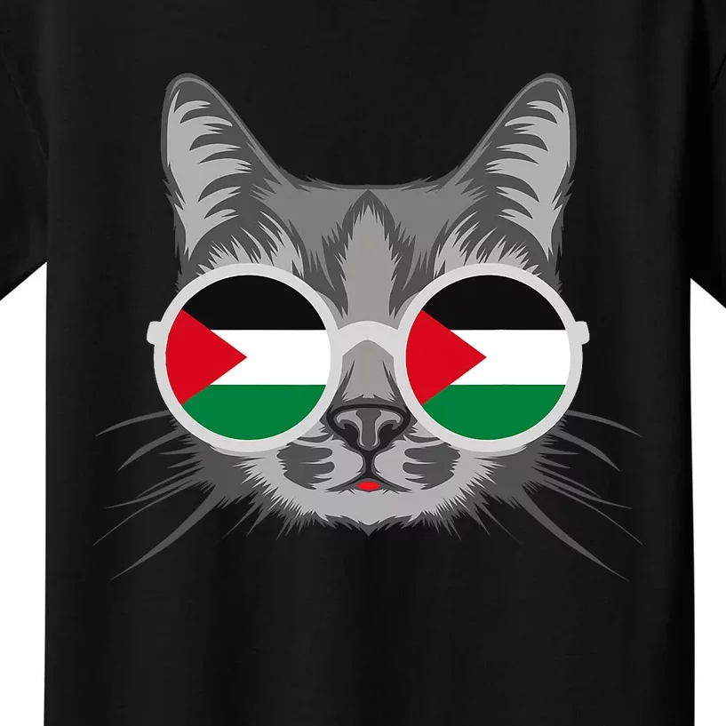 Free Palestine Flag Palestinian Cat Gaza Kids T-Shirt