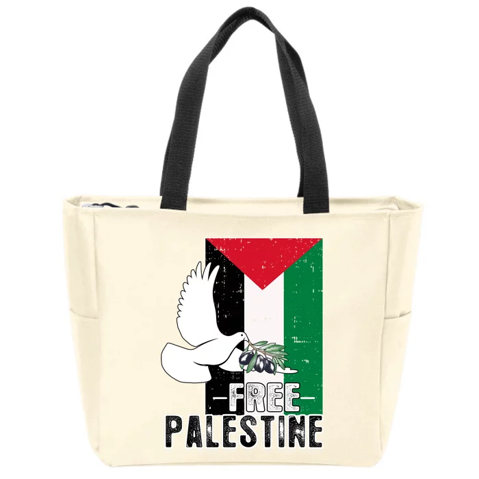 Free Palestine Flag Save Gaza Peace End The Occupation Zip Tote Bag