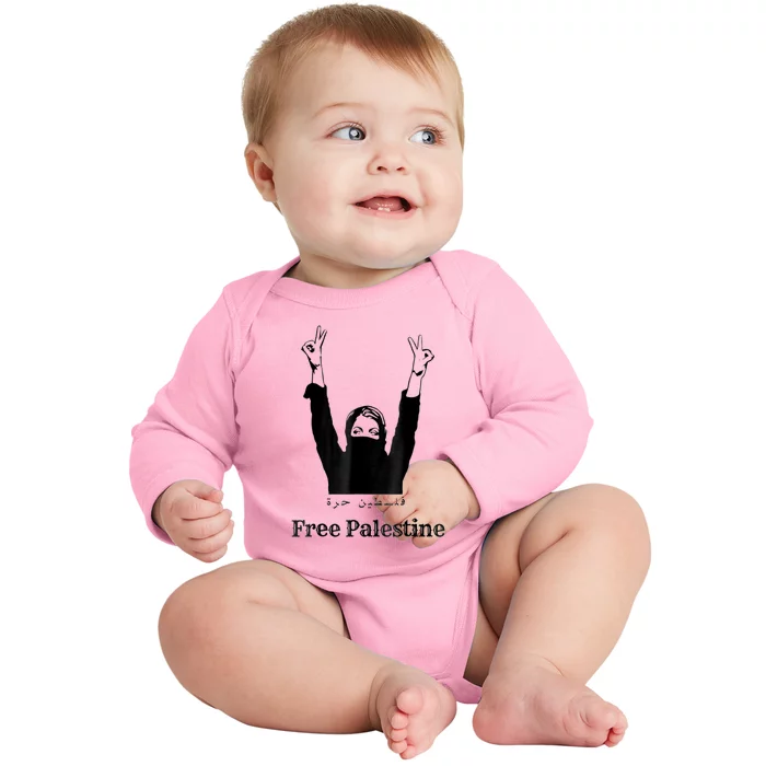 Free Palestine Gaza Palestinian Baby Long Sleeve Bodysuit