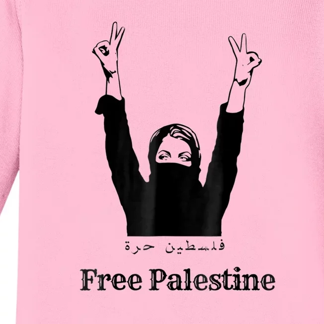 Free Palestine Gaza Palestinian Baby Long Sleeve Bodysuit