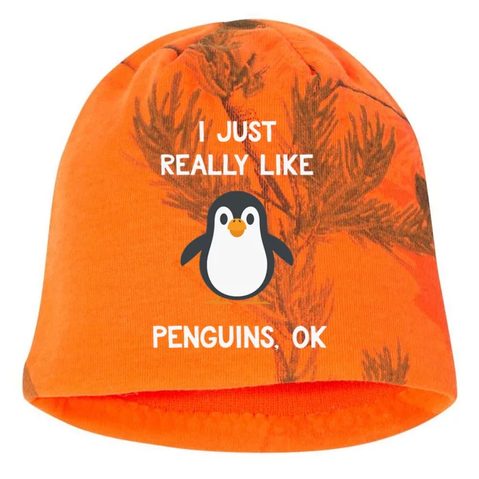 Funny Penguin Gift I Just Really Like Penguins OK Kati - Camo Knit Beanie