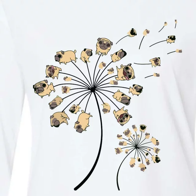 Funny Pug Gift For Men Women Cool Flower Dog Dandelion Lover Womens Cotton Relaxed Long Sleeve T-Shirt