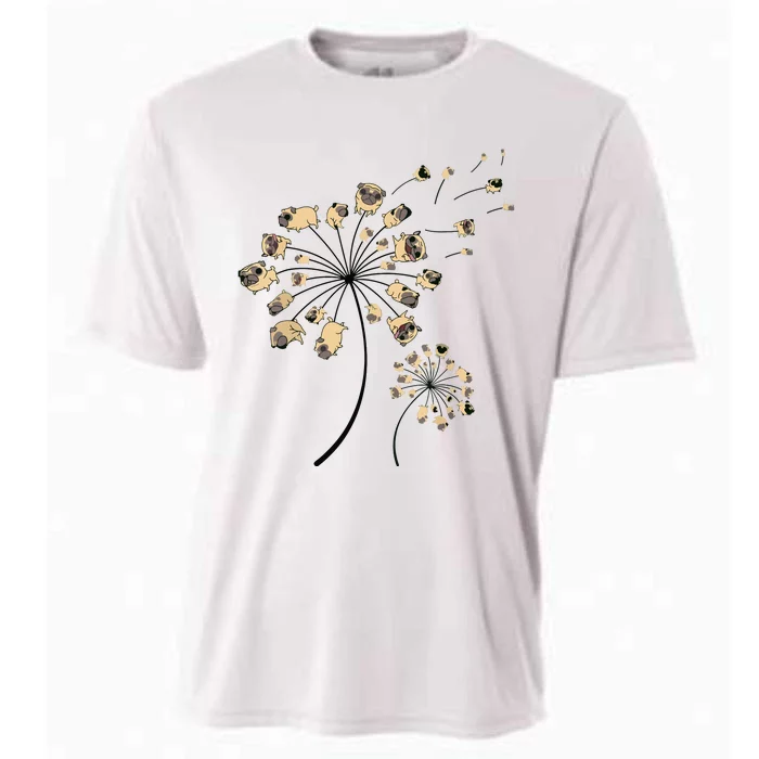 Funny Pug Gift For Men Women Cool Flower Dog Dandelion Lover Cooling Performance Crew T-Shirt