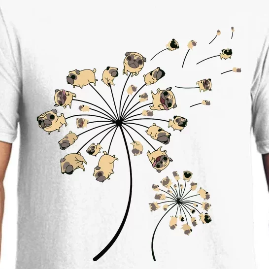 Funny Pug Gift For Men Women Cool Flower Dog Dandelion Lover Pajama Set