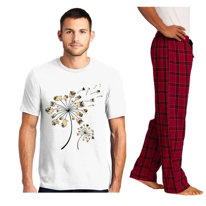 Funny Pug Gift For Men Women Cool Flower Dog Dandelion Lover Pajama Set