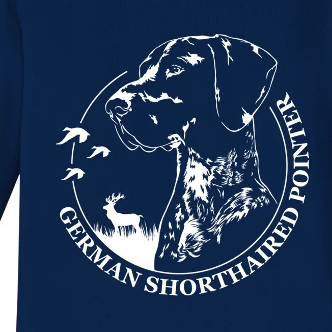 Funny Proud Ger Shorthaired Pointer Hunting Dog Portrait Cool Gift Baby Long Sleeve Bodysuit