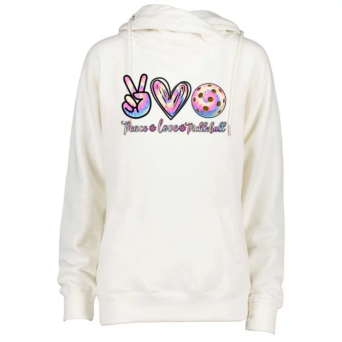 Funny Pickleball Gift Retired Ladies Peace Love Pickleball Great Gift Womens Funnel Neck Pullover Hood