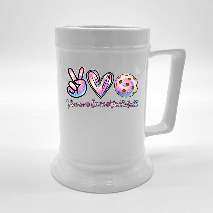 Funny Pickleball Gift Retired Ladies Peace Love Pickleball Great Gift Front & Back Beer Stein