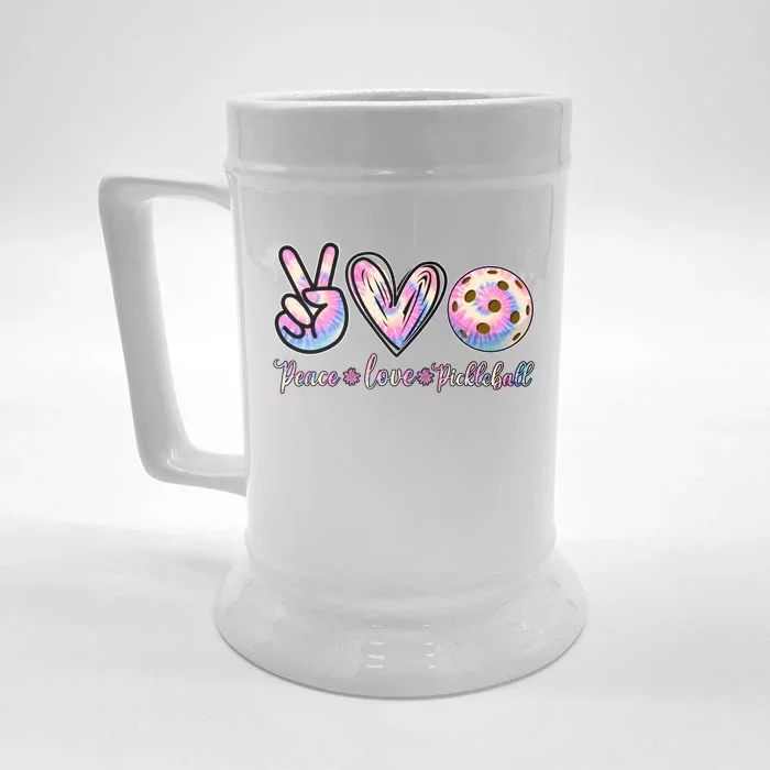 Funny Pickleball Gift Retired Ladies Peace Love Pickleball Great Gift Front & Back Beer Stein