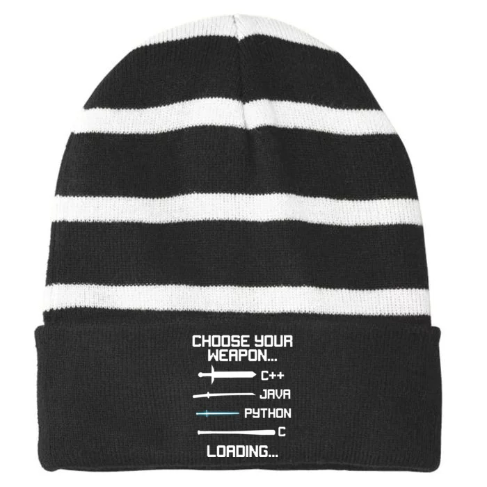 Funny Programmer Geek Java C Programming Striped Beanie with Solid Band