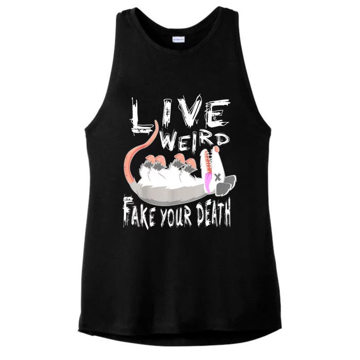 Funny Possum Gift Live Weird Fake Your Death Opossum Ladies Tri-Blend Wicking Tank