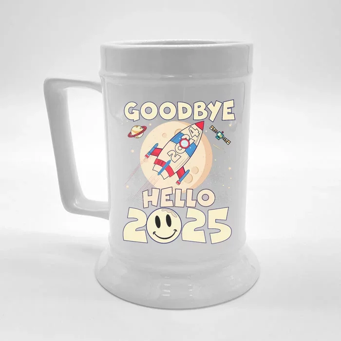 Family Pajamas Goodbye 2024 Hello 2025 Fly Happy New Year Front & Back Beer Stein