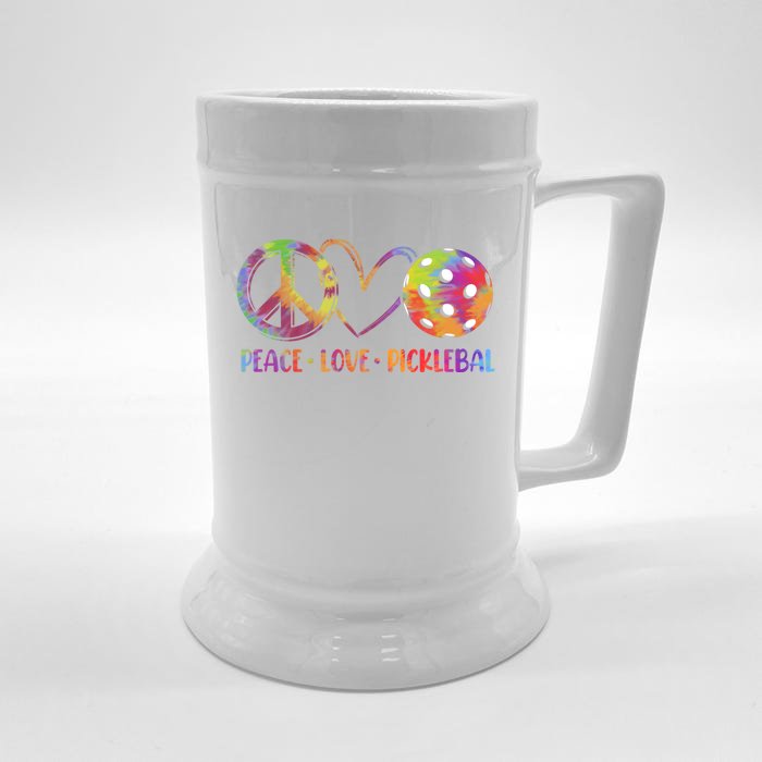 Funny Pickleball Gift Retired Ladies Peace Love Pickleball Gift Front & Back Beer Stein