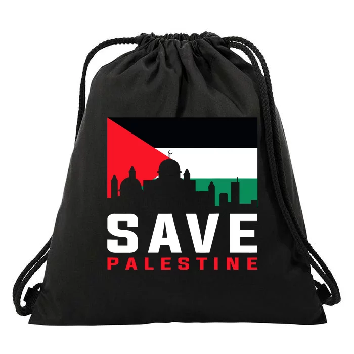 Free Palestine Gaza Flag Arabic Freedom For Palestinians Drawstring Bag