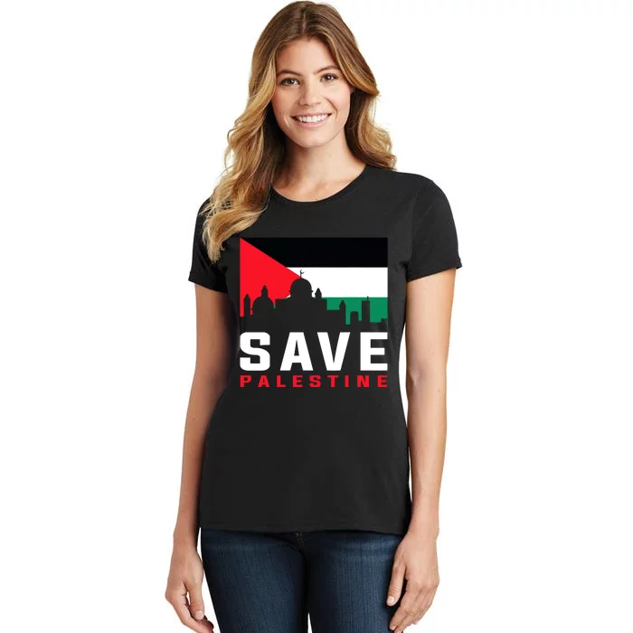 Free Palestine Gaza Flag Arabic Freedom For Palestinians Women's T-Shirt