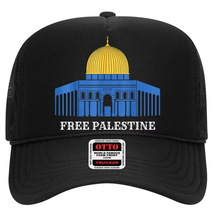 Free Palestine Gaza Palestinian High Crown Mesh Trucker Hat