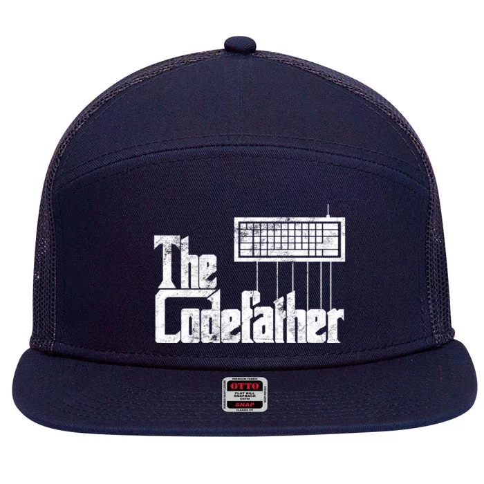 Funny Programmer Gift The Codefather Vintage 7 Panel Mesh Trucker Snapback Hat