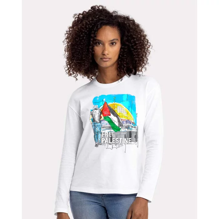 Free Palestine Gaza Palestinian Womens Cotton Relaxed Long Sleeve T-Shirt