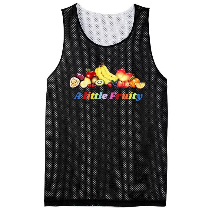 Fruity Pride Gay LGBTQ Fun Rainbow Colors Mesh Reversible Basketball Jersey Tank