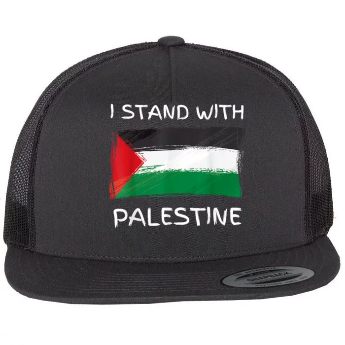 Free Palestine Gaza Flag I Stand With Palestine Freedom Flat Bill Trucker Hat