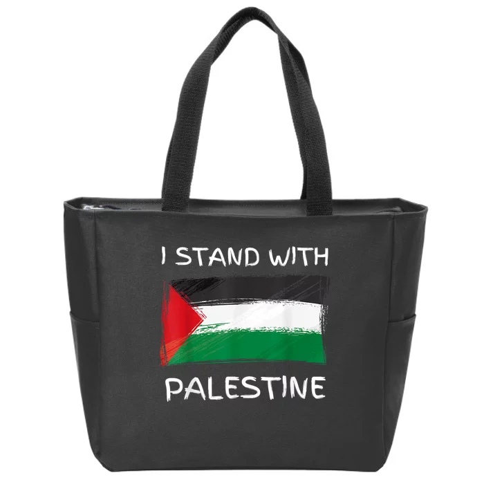 Free Palestine Gaza Flag I Stand With Palestine Freedom Zip Tote Bag