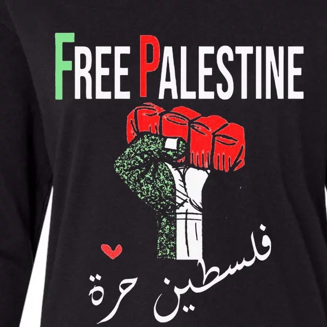 Free Palestine Gaza Flag Arabic Freedom for Palestinians Womens Cotton Relaxed Long Sleeve T-Shirt