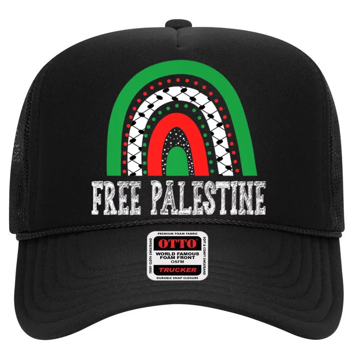 Free Palestine Gaza Palestinian High Crown Mesh Trucker Hat