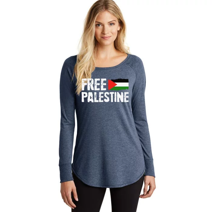 Free Palestine Gaza Flag Arabic Freedom For Palestinians Women's Perfect Tri Tunic Long Sleeve Shirt