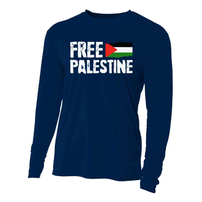 Free Palestine Gaza Flag Arabic Freedom For Palestinians Cooling Performance Long Sleeve Crew