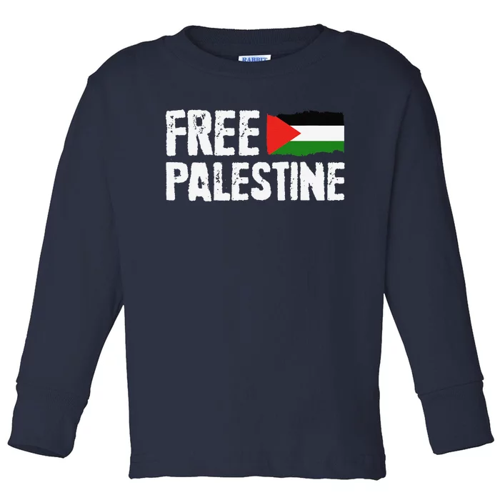 Free Palestine Gaza Flag Arabic Freedom For Palestinians Toddler Long Sleeve Shirt