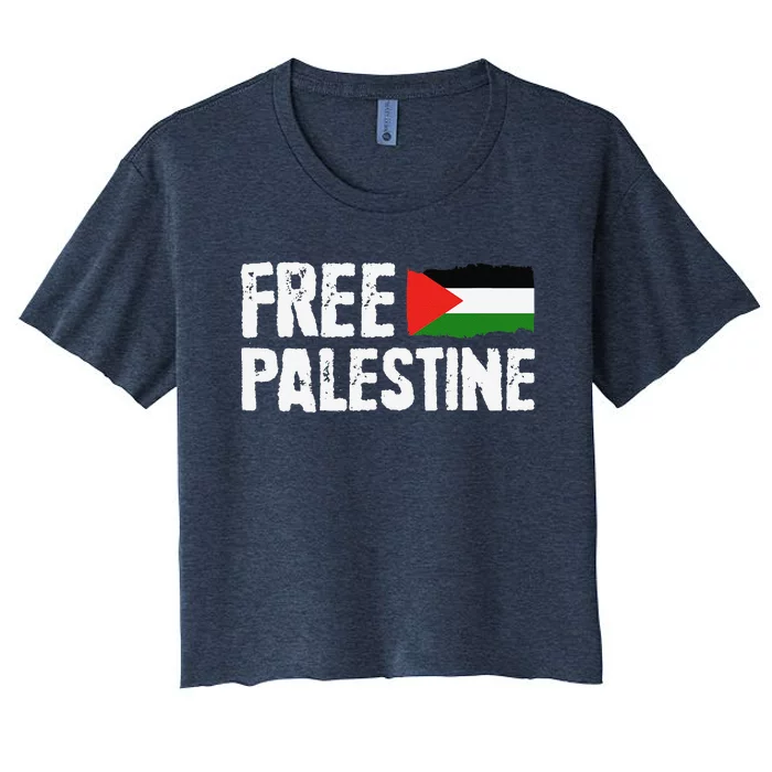 Free Palestine Gaza Flag Arabic Freedom For Palestinians Women's Crop Top Tee