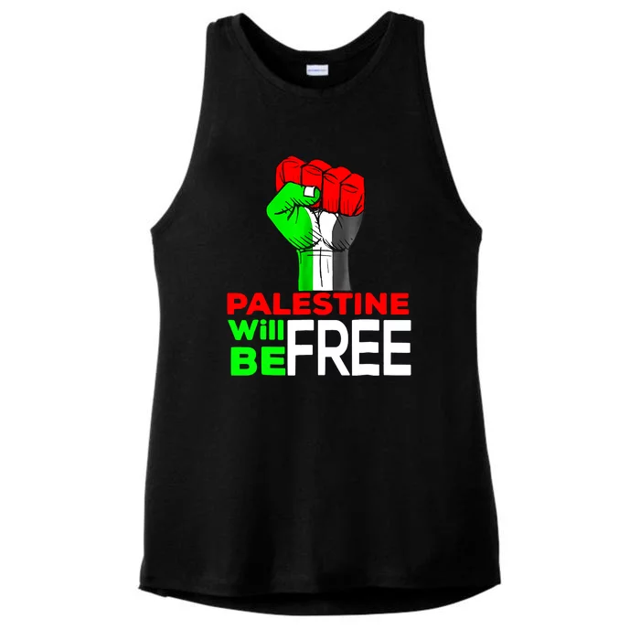 Free Palestine Gaza Palestinian Ladies Tri-Blend Wicking Tank