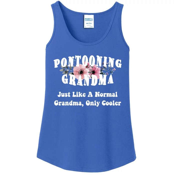 Funny Pontooning Grandma Pontoon Lover Boating Flower Cool Gift Ladies Essential Tank